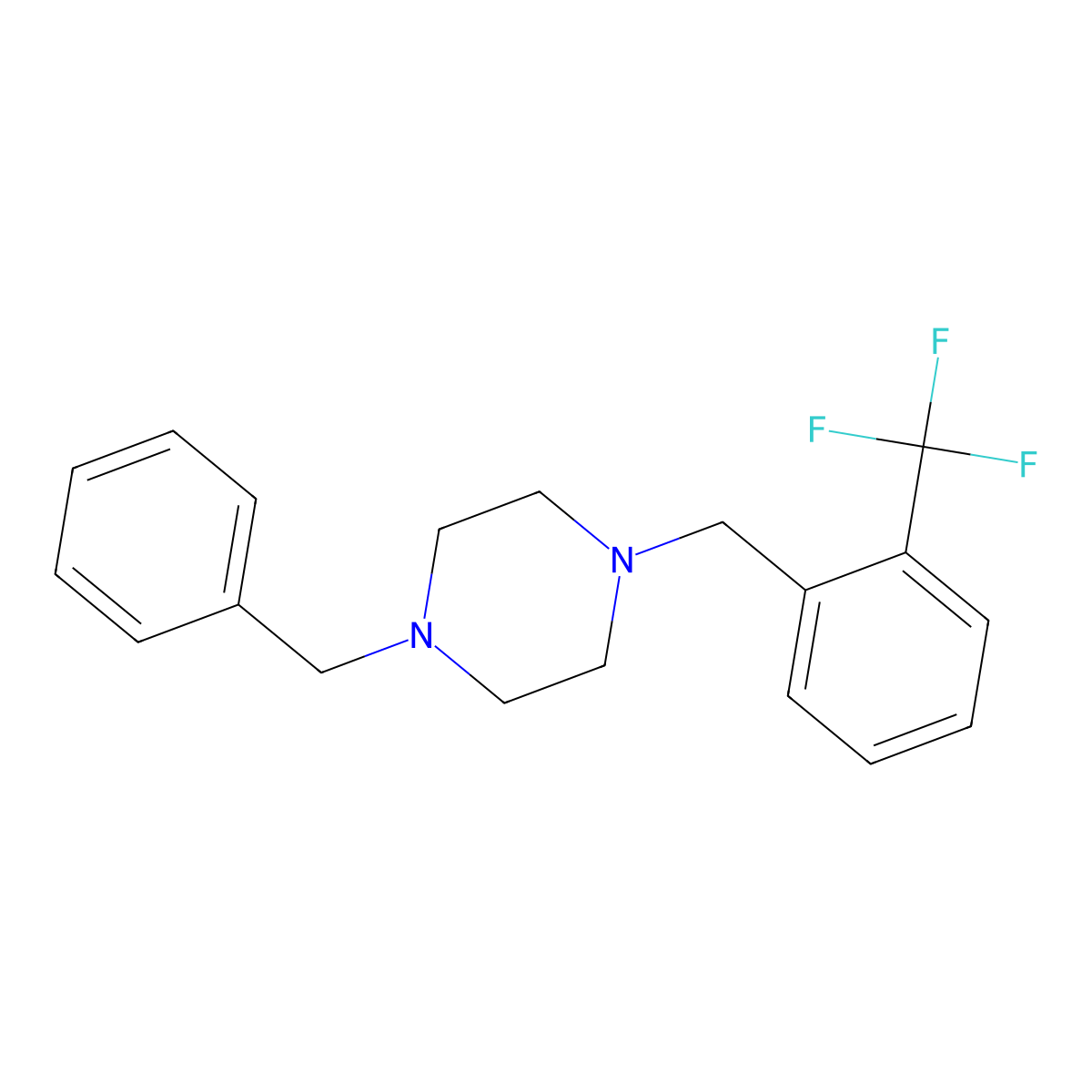 1-Benzyl-4-(2-trifluoromethyl-benzyl)-piperazine molecular structure, CAS 331855-81-3
