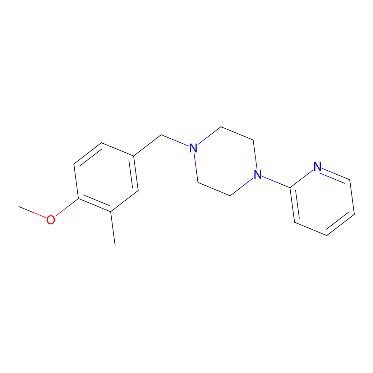 1-[(4-Methoxy-3-methylphenyl)methyl]-4-pyridin-2-ylpiperazine molecular structure, CAS 331856-27-0