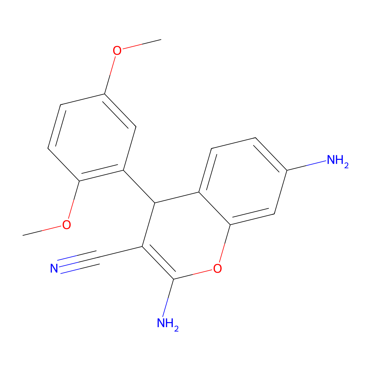 2,7-diamino-4-(2,5-dimethoxyphenyl)-4H-chromene-3-carbonitrile molecular structure, CAS 331856-38-3