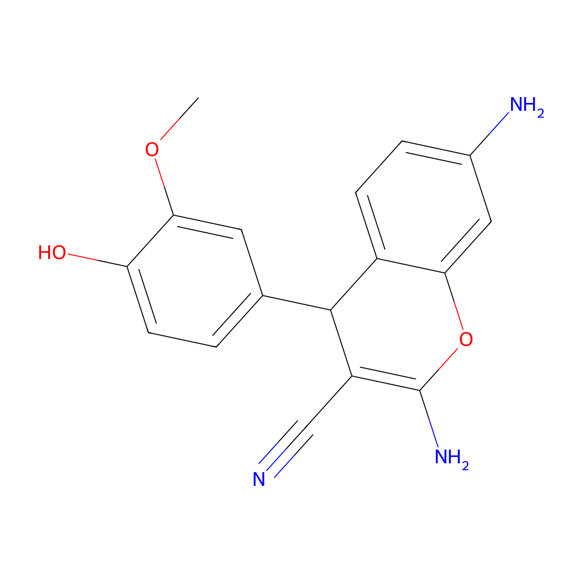 2,7-diamino-4-(4-hydroxy-3-methoxyphenyl)-4H-chromene-3-carbonitrile molecular structure, CAS 331857-37-5
