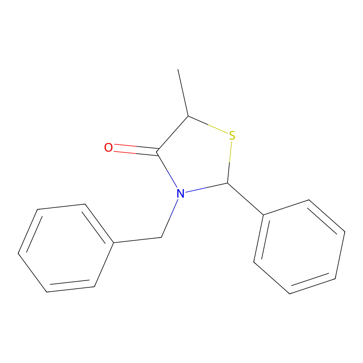 3-Benzyl-5-methyl-2-phenyl-thiazolidin-4-one molecular structure, CAS 331857-65-9