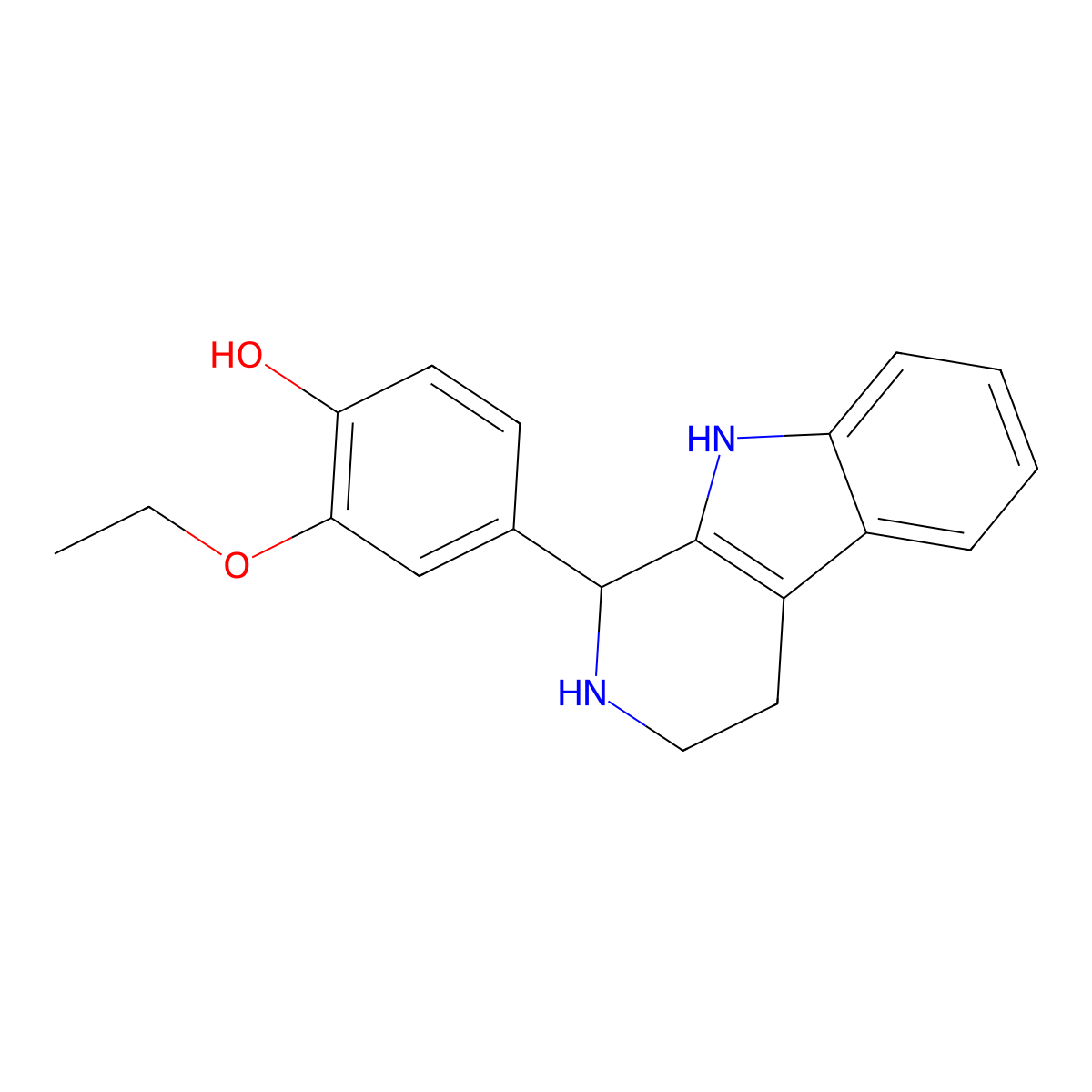 2-ethoxy-4-(2,3,4,9-tetrahydro-1H-pyrido[3,4-b]indol-1-yl)phenol molecular structure, CAS 331859-95-1