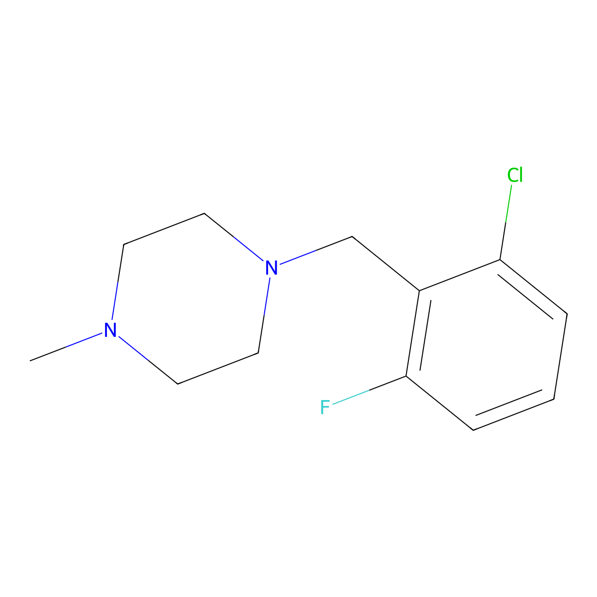 1-(2-Chloro-6-fluoro-benzyl)-4-methyl-piperazine molecular structure, CAS 331860-09-4