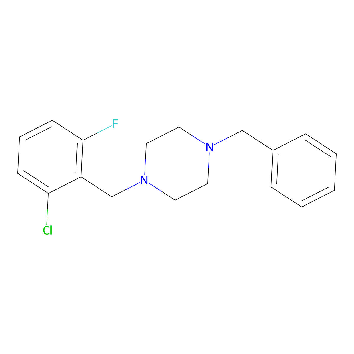 1-Benzyl-4-(2-chloro-6-fluorobenzyl)piperazine molecular structure, CAS 331860-13-0