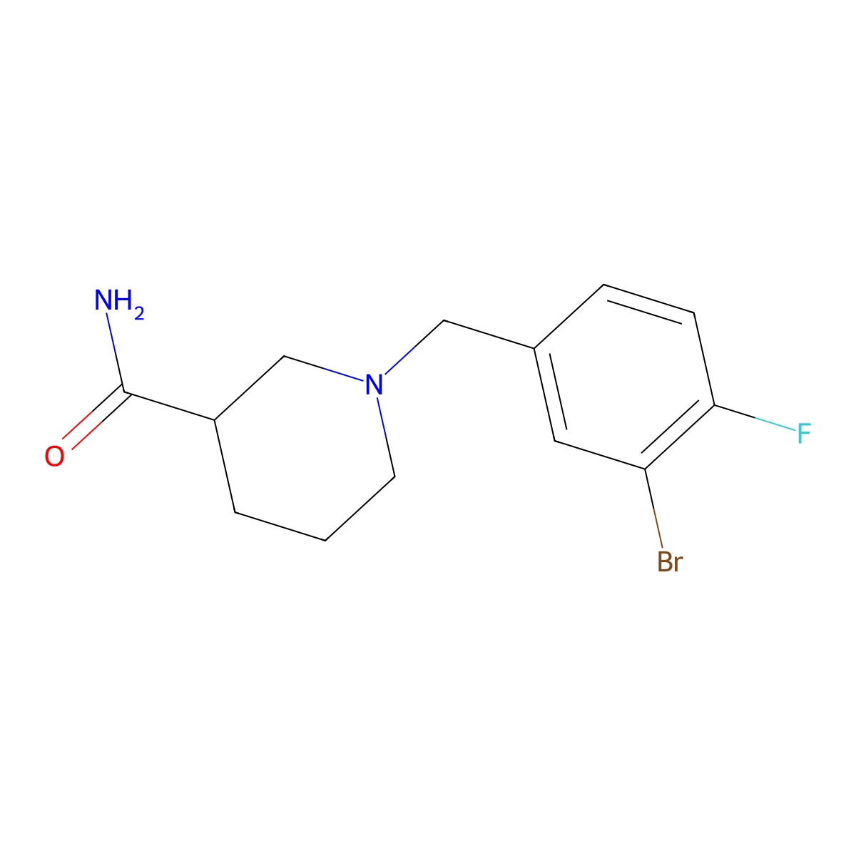 1-(3-Bromo-4-fluorobenzyl)piperidine-3-carboxamide molecular structure, CAS 331860-16-3