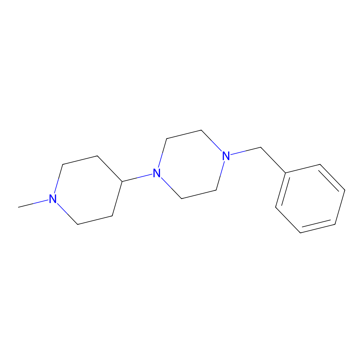 Piperazine, 1-(1-methyl-4-piperidinyl)-4-(phenylmethyl)- molecular structure, CAS 331860-56-1