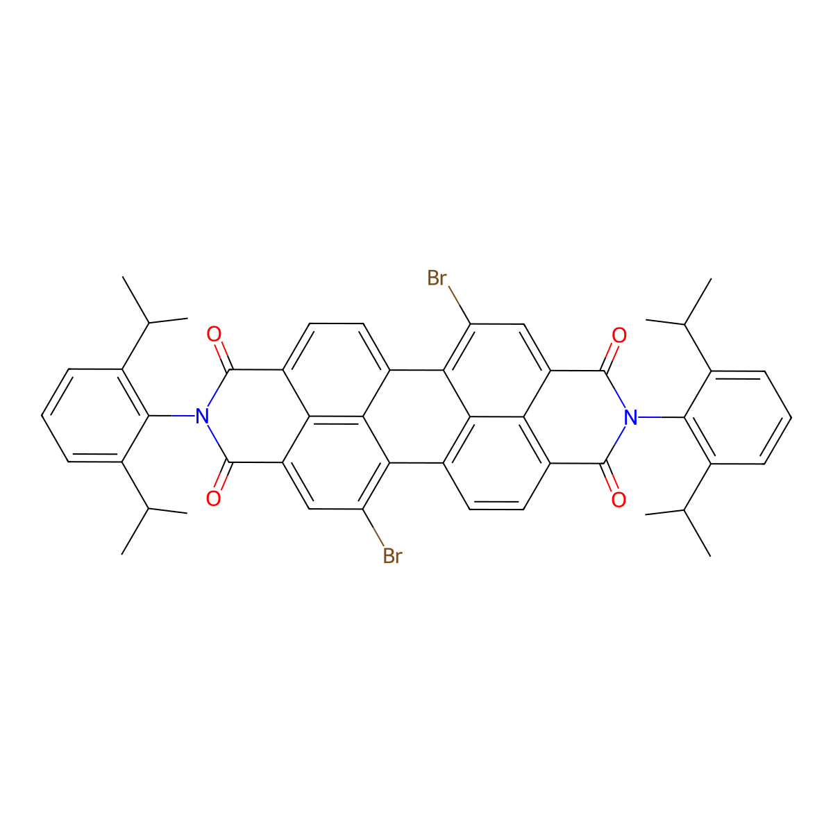 5,12-Dibromo-2,9-bis(2,6-diisopropylphenyl)anthra[2,1,9-def:6,5,10-d'e'f']diisoquinoline-1,3,8,10(2H,9H)-tetraone molecular structure, CAS 331861-94-0