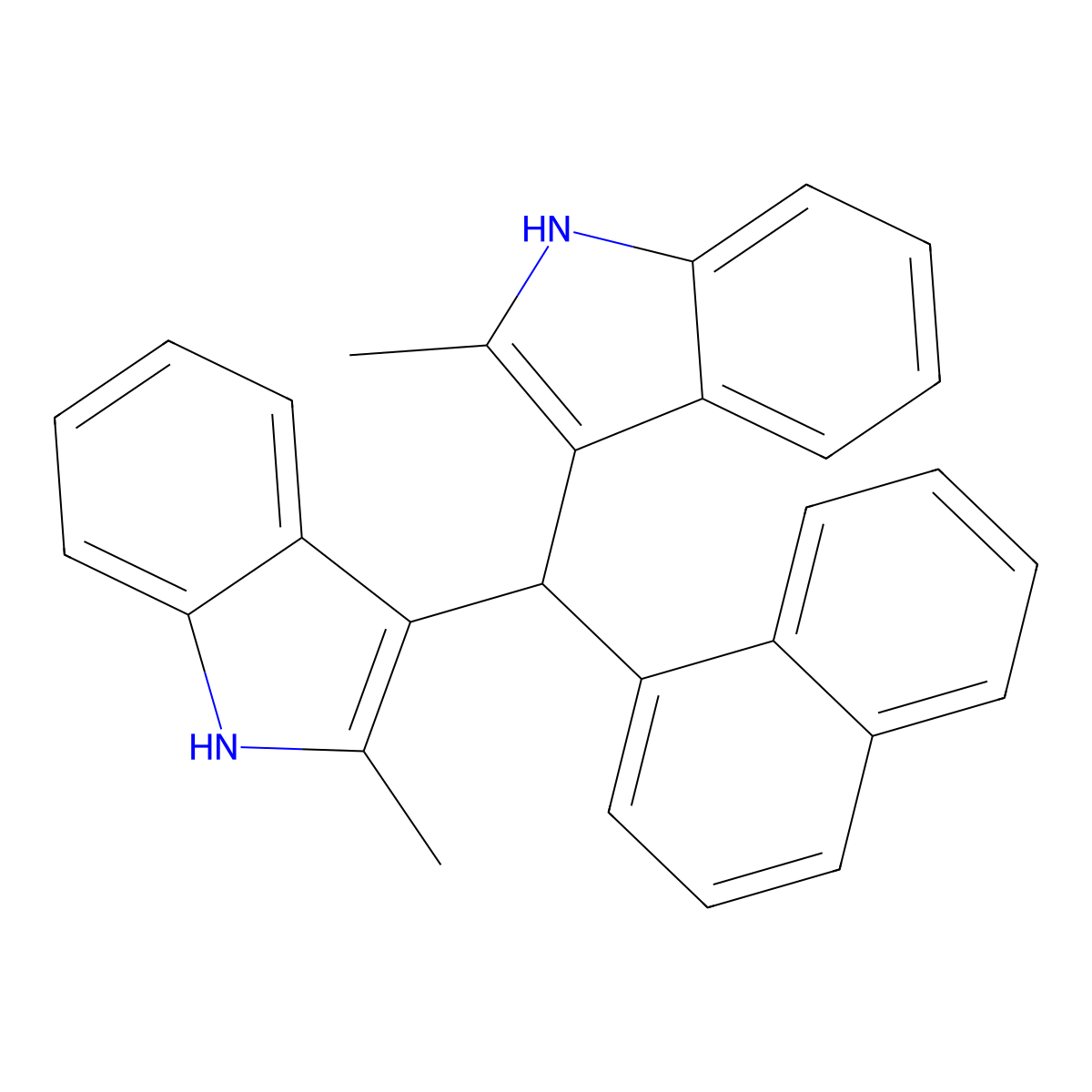 2-methyl-3-[(2-methyl-1H-indol-3-yl)-naphthalen-1-ylmethyl]-1H-indole molecular structure, CAS 331862-22-7