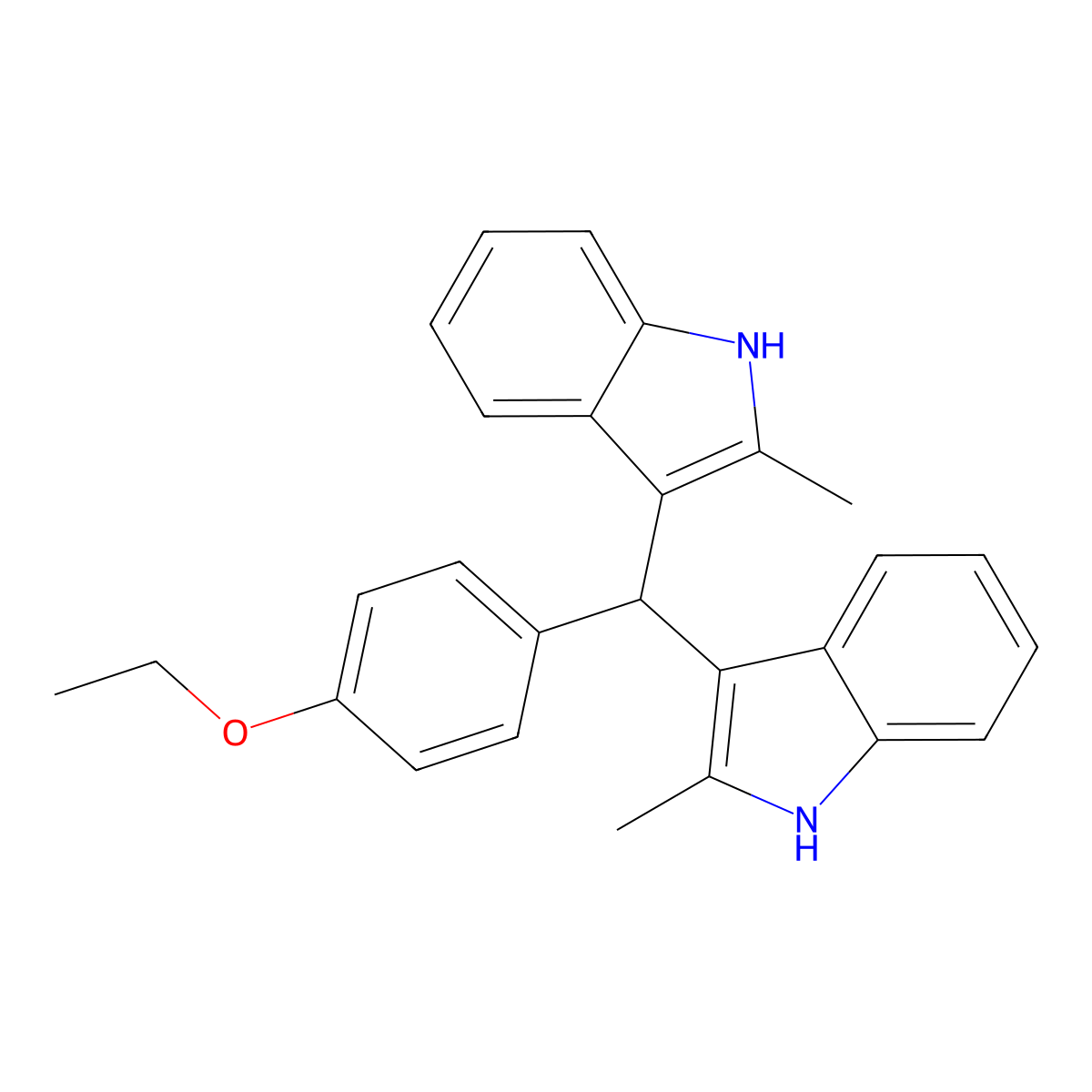 3-[(4-ethoxyphenyl)-(2-methyl-1H-indol-3-yl)methyl]-2-methyl-1H-indole molecular structure, CAS 331862-26-1
