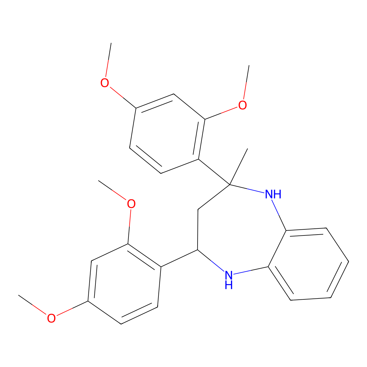 2,4-Bis(2,4-dimethoxyphenyl)-4-methyl-1,2,3,5-tetrahydro-1,5-benzodiazepine molecular structure, CAS 331862-27-2