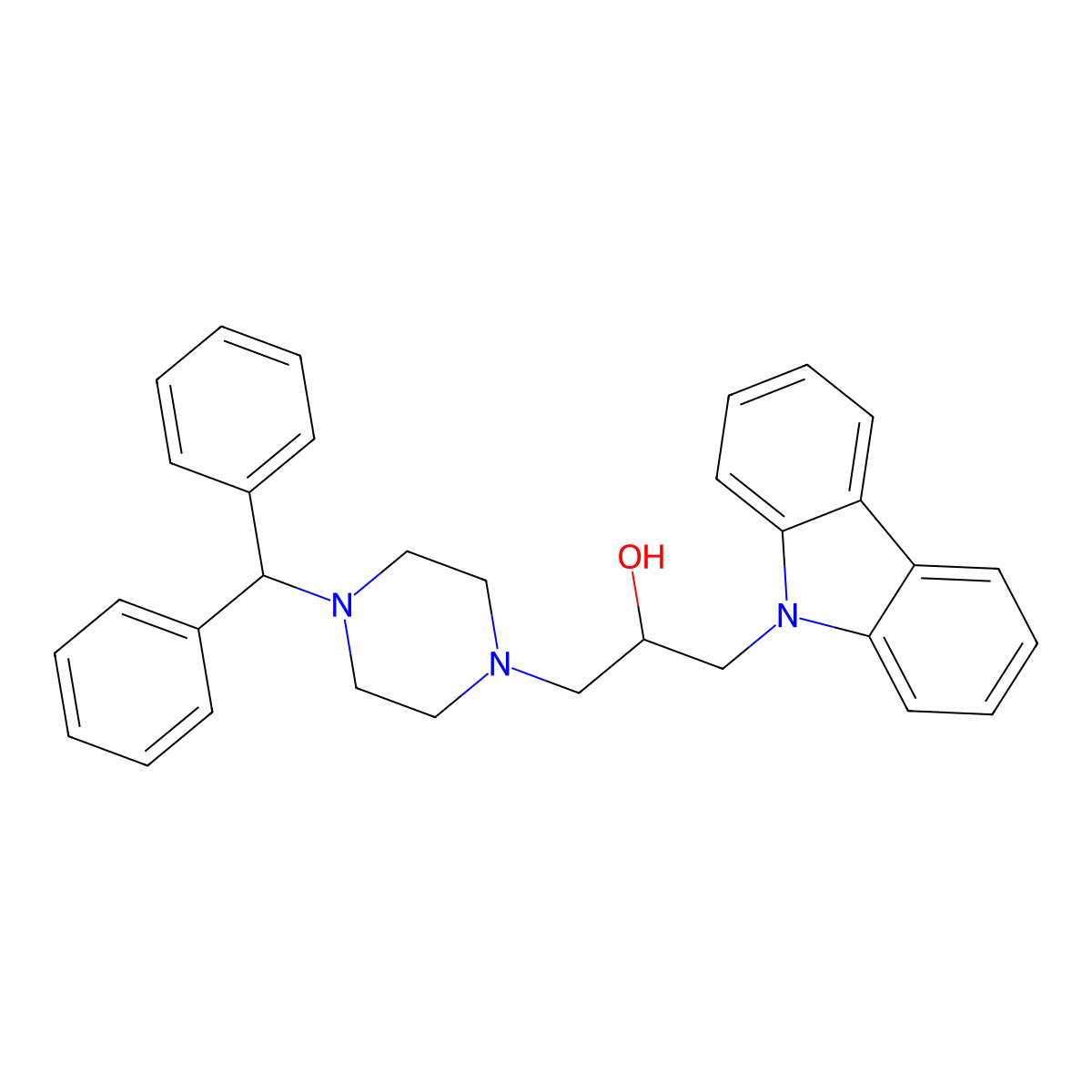 1-(9H-carbazol-9-yl)-3-[4-(diphenylmethyl)piperazin-1-yl]propan-2-ol molecular structure, CAS 331862-53-4