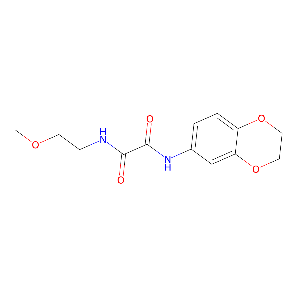 N1-(2,3-dihydrobenzo[b][1,4]dioxin-6-yl)-N2-(2-methoxyethyl)oxalamide molecular structure, CAS 331863-00-4