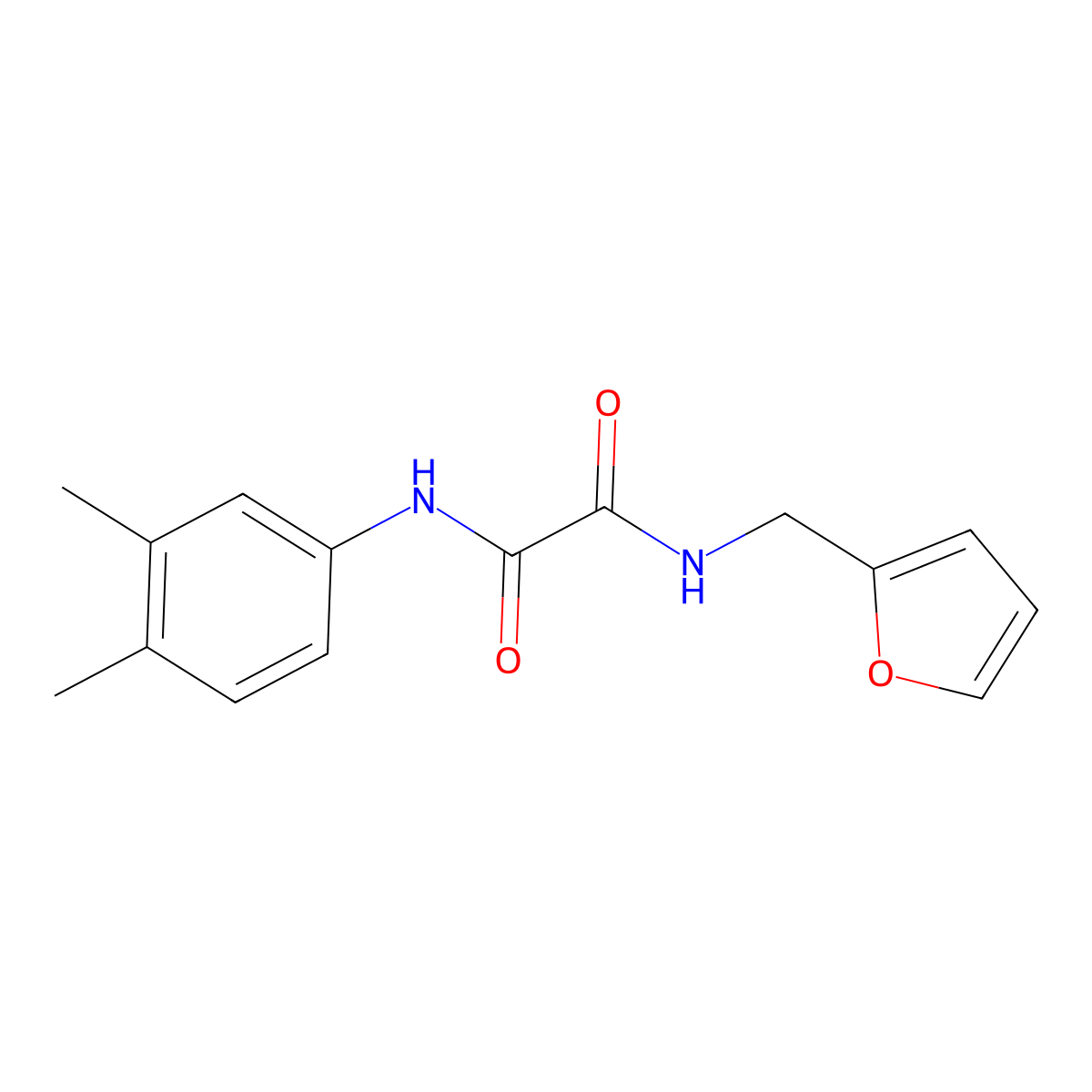 N'-(3,4-dimethylphenyl)-N-(furan-2-ylmethyl)oxamide molecular structure, CAS 331863-15-1