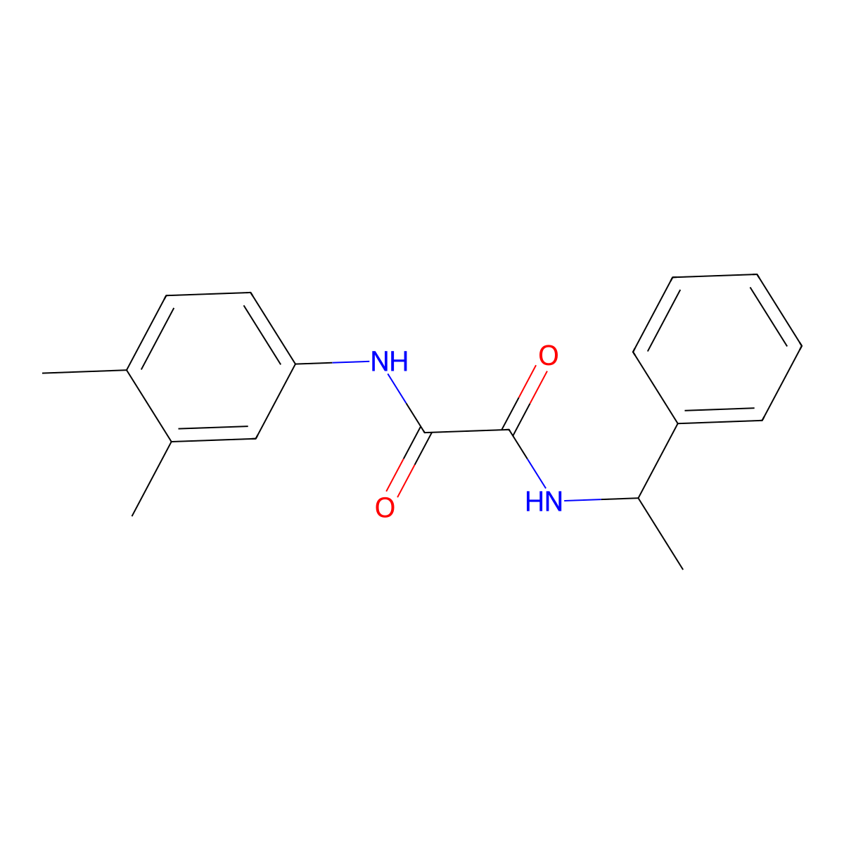 N-(3,4-dimethylphenyl)-N'-(1-phenylethyl)ethanediamide molecular structure, CAS 331863-44-6