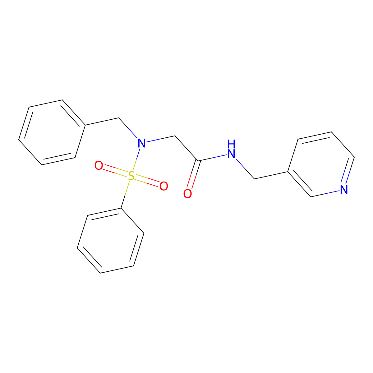 2-[benzyl(phenylsulfonyl)amino]-N-(3-pyridinylmethyl)acetamide molecular structure, CAS 331864-14-3
