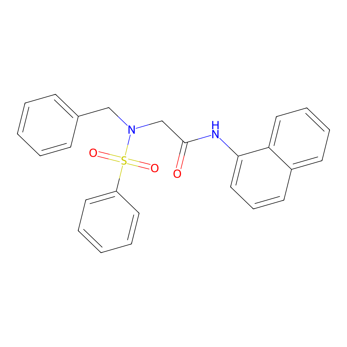 2-[benzenesulfonyl(benzyl)amino]-N-naphthalen-1-ylacetamide molecular structure, CAS 331864-15-4