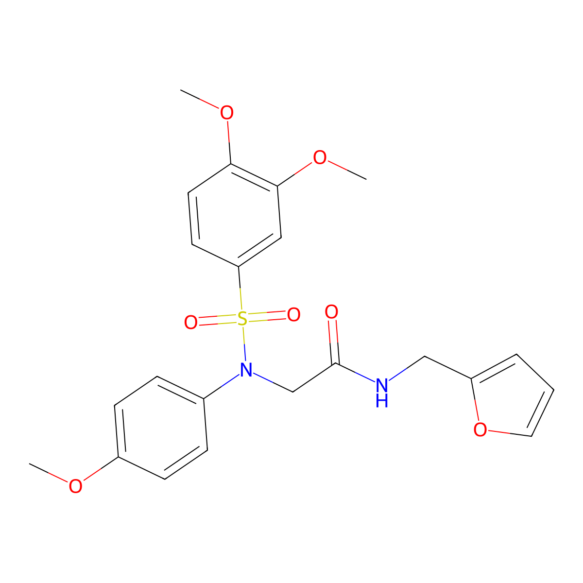 2-(N-(3,4-dimethoxyphenyl)sulfonyl-4-methoxyanilino)-N-(furan-2-ylmethyl)acetamide molecular structure, CAS 331864-57-4