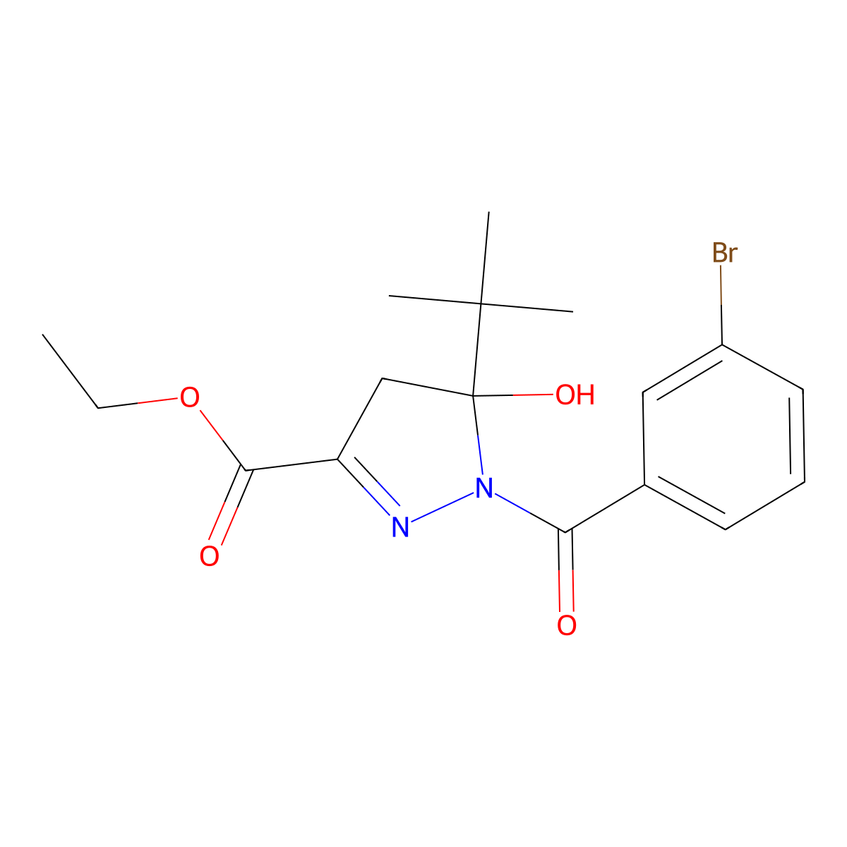 ethyl 1-(3-bromobenzoyl)-5-tert-butyl-5-hydroxy-4H-pyrazole-3-carboxylate molecular structure, CAS 331865-35-1