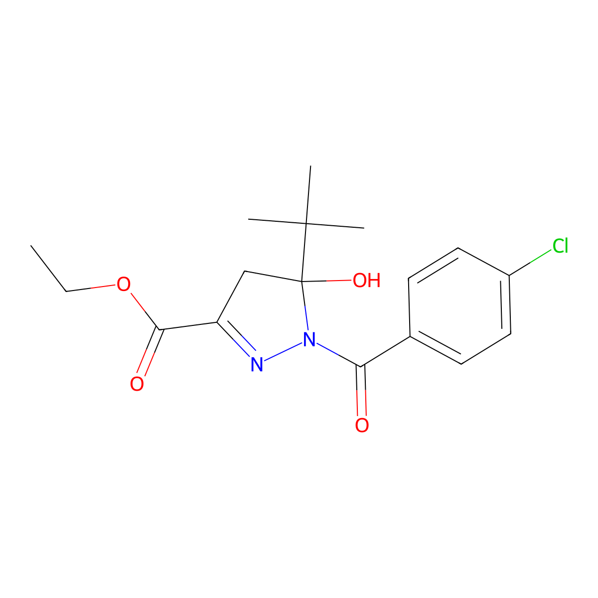 ethyl 5-tert-butyl-1-(4-chlorobenzoyl)-5-hydroxy-4H-pyrazole-3-carboxylate molecular structure, CAS 331865-36-2