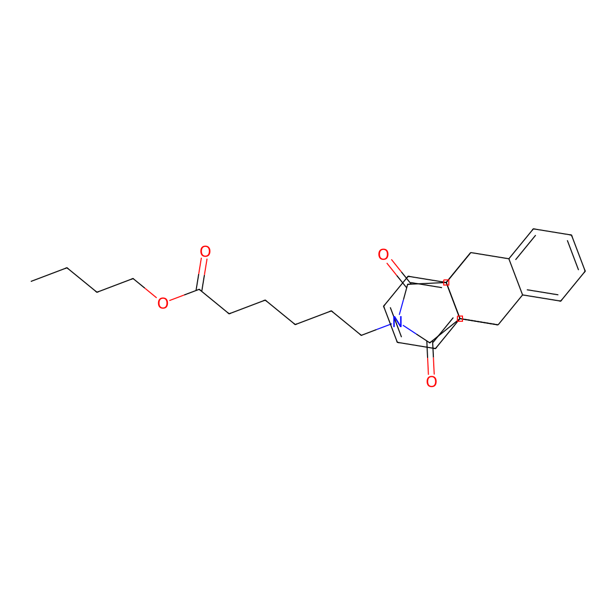Butyl 6-(16,18-dioxo-17-azapentacyclo[6.6.5.0~2,7~.0~9,14~.0~15,19~]nonadeca-2,4,6,9,11,13-hexaen-17-yl)hexanoate molecular structure, CAS 331865-70-4