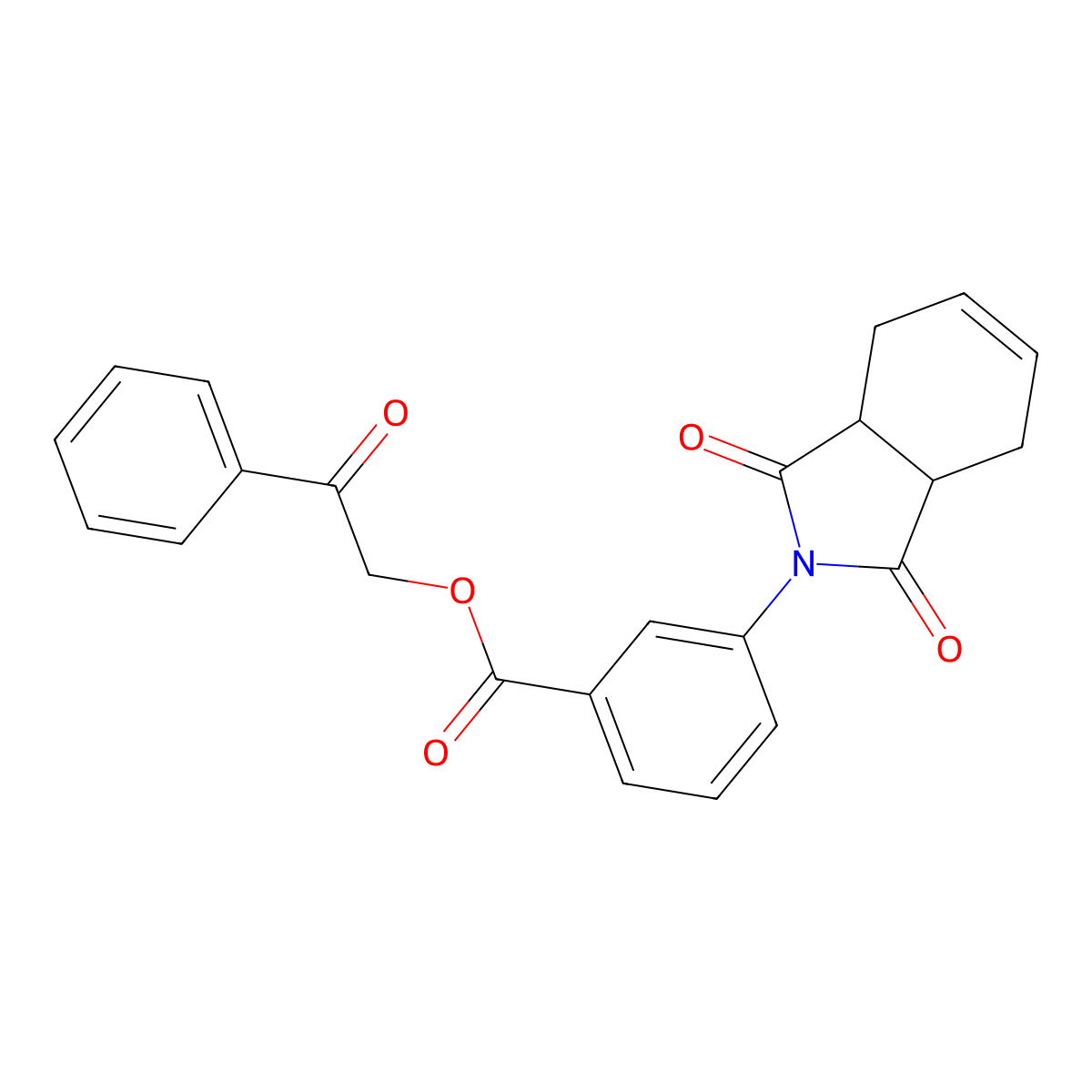 2-oxo-2-phenylethyl 3-(1,3-dioxo-1,3,3a,4,7,7a-hexahydro-2H-isoindol-2-yl)benzoate molecular structure, CAS 331865-90-8