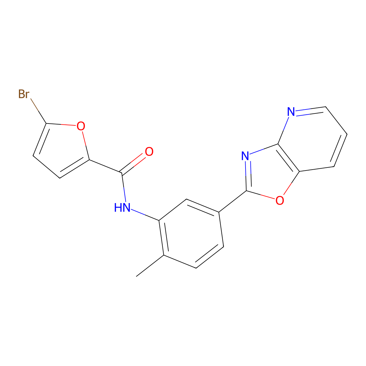 5-bromo-N-[2-methyl-5-([1,3]oxazolo[4,5-b]pyridin-2-yl)phenyl]furan-2-carboxamide molecular structure, CAS 331866-37-6