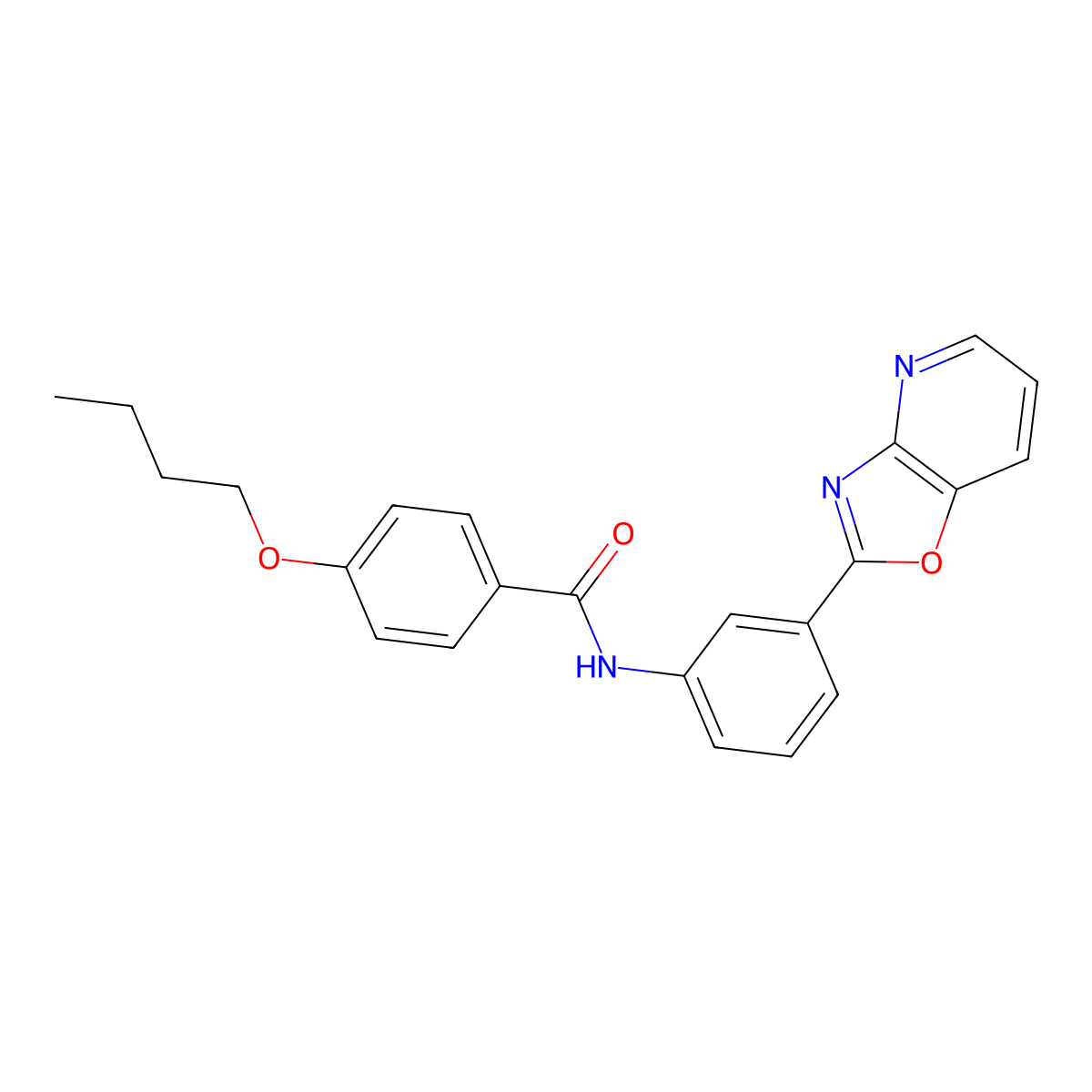 4-butoxy-N-[3-([1,3]oxazolo[4,5-b]pyridin-2-yl)phenyl]benzamide molecular structure, CAS 331866-39-8