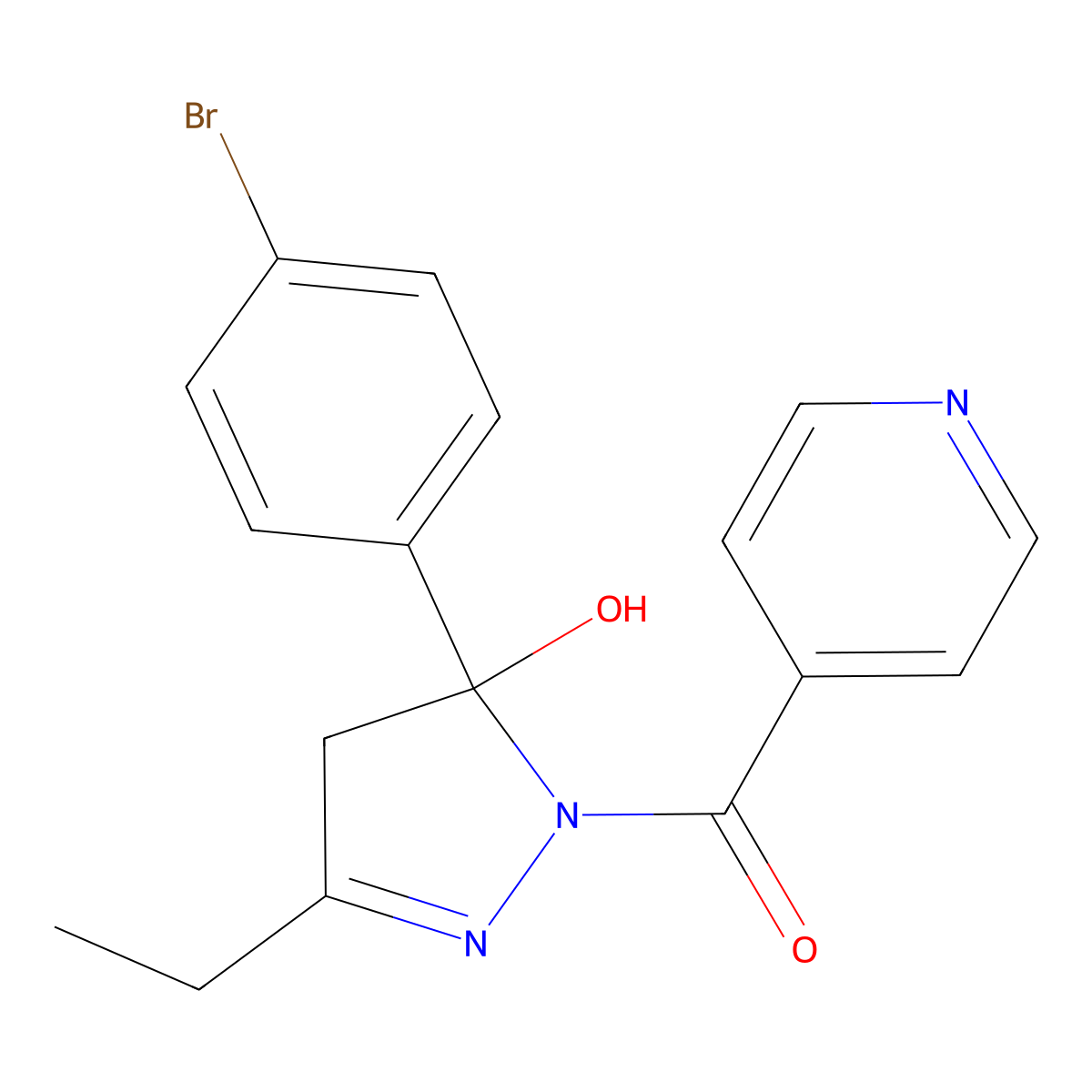 [5-(4-bromophenyl)-3-ethyl-5-hydroxy-4H-pyrazol-1-yl]-pyridin-4-ylmethanone molecular structure, CAS 331868-83-8