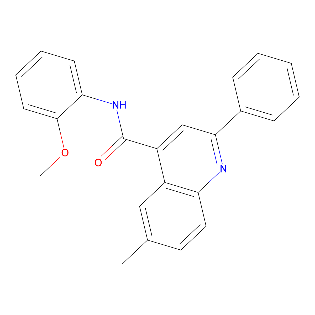 N-(2-methoxyphenyl)-6-methyl-2-phenylquinoline-4-carboxamide molecular structure, CAS 331869-13-7