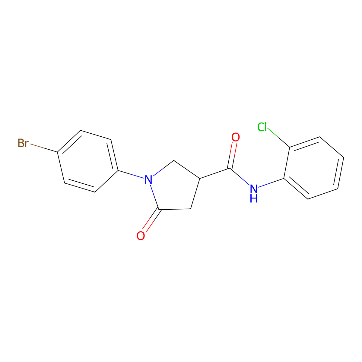 1-(4-bromophenyl)-N-(2-chlorophenyl)-5-oxopyrrolidine-3-carboxamide molecular structure, CAS 331869-45-5