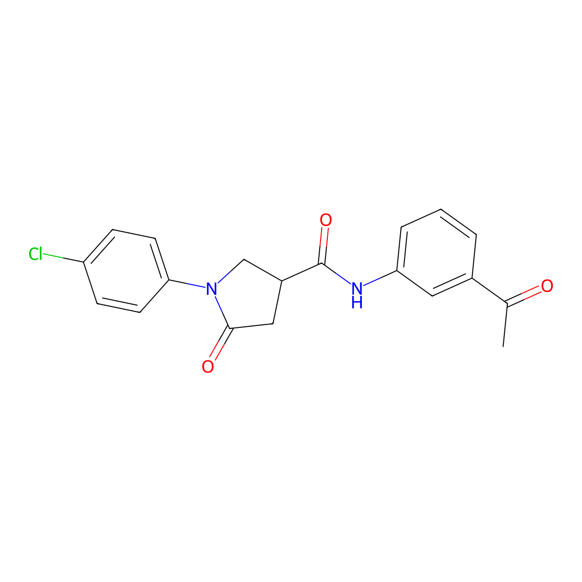 N-(3-acetylphenyl)-1-(4-chlorophenyl)-5-oxopyrrolidine-3-carboxamide molecular structure, CAS 331869-47-7