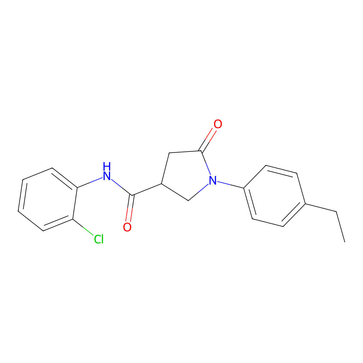 N-(2-chlorophenyl)-1-(4-ethylphenyl)-5-oxopyrrolidine-3-carboxamide molecular structure, CAS 331869-48-8