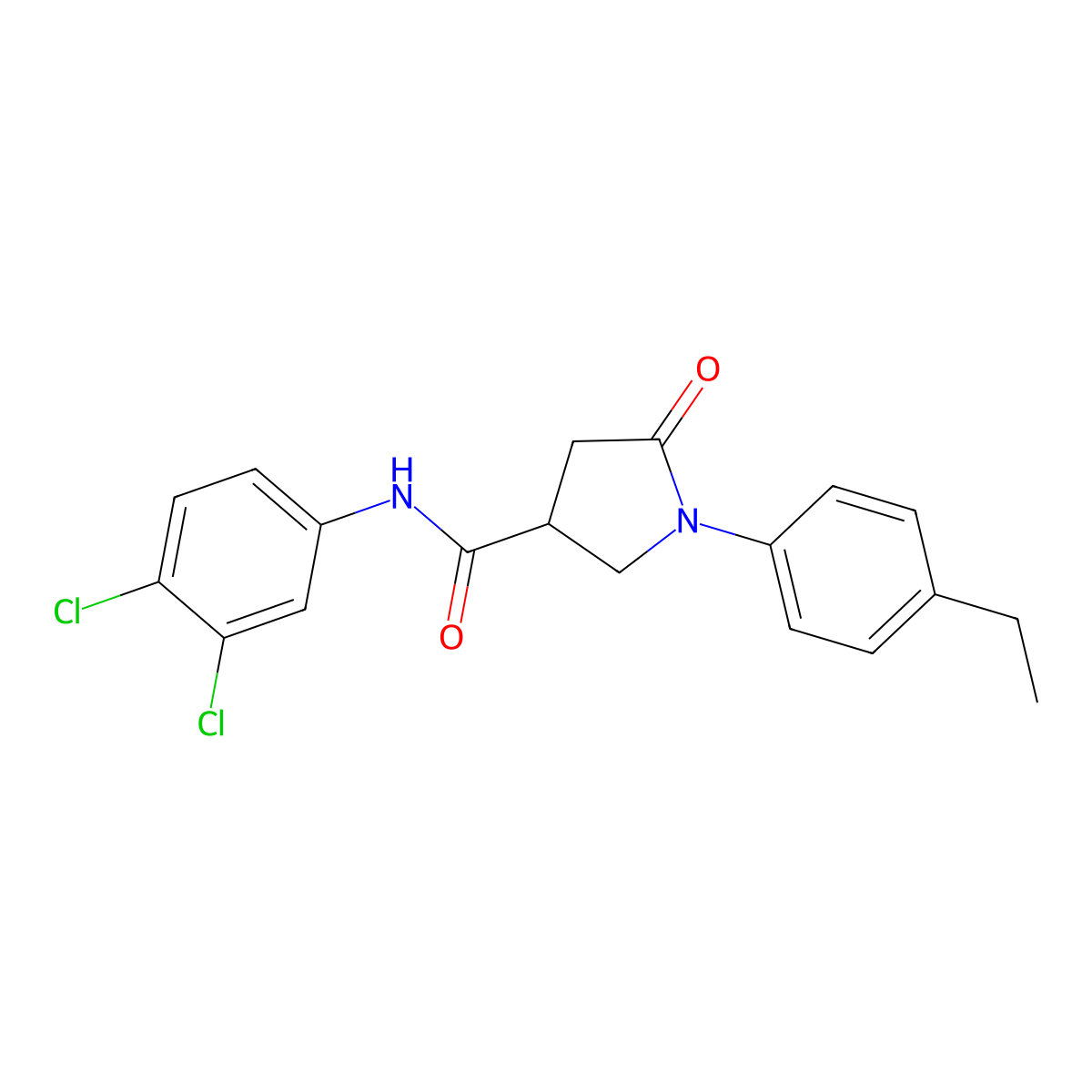 N-(3,4-dichlorophenyl)-1-(4-ethylphenyl)-5-oxopyrrolidine-3-carboxamide molecular structure, CAS 331869-50-2