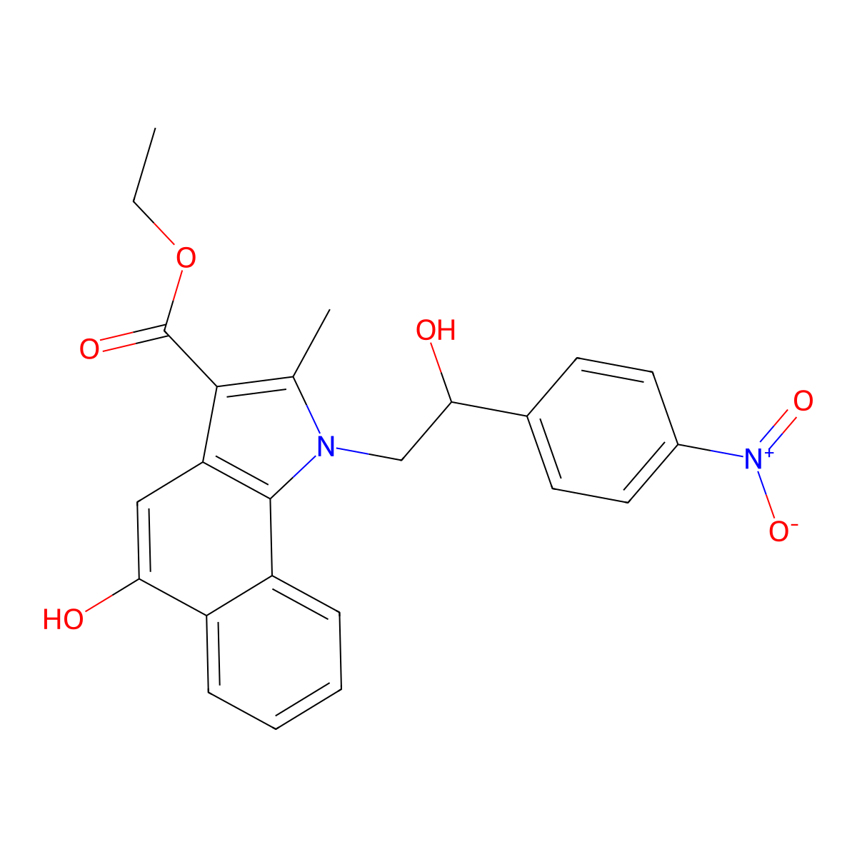 Ethyl 5-hydroxy-1-[2-hydroxy-2-(4-nitrophenyl)ethyl]-2-methylbenzo[g]indole-3-carboxylate molecular structure, CAS 331869-66-0
