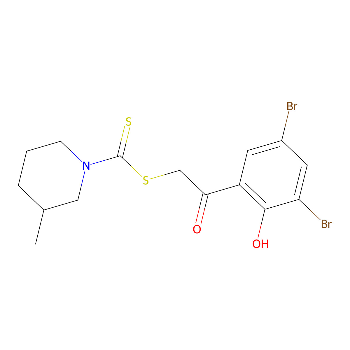 [2-(3,5-Dibromo-2-hydroxyphenyl)-2-oxoethyl] 3-methylpiperidine-1-carbodithioate molecular structure, CAS 331869-69-3