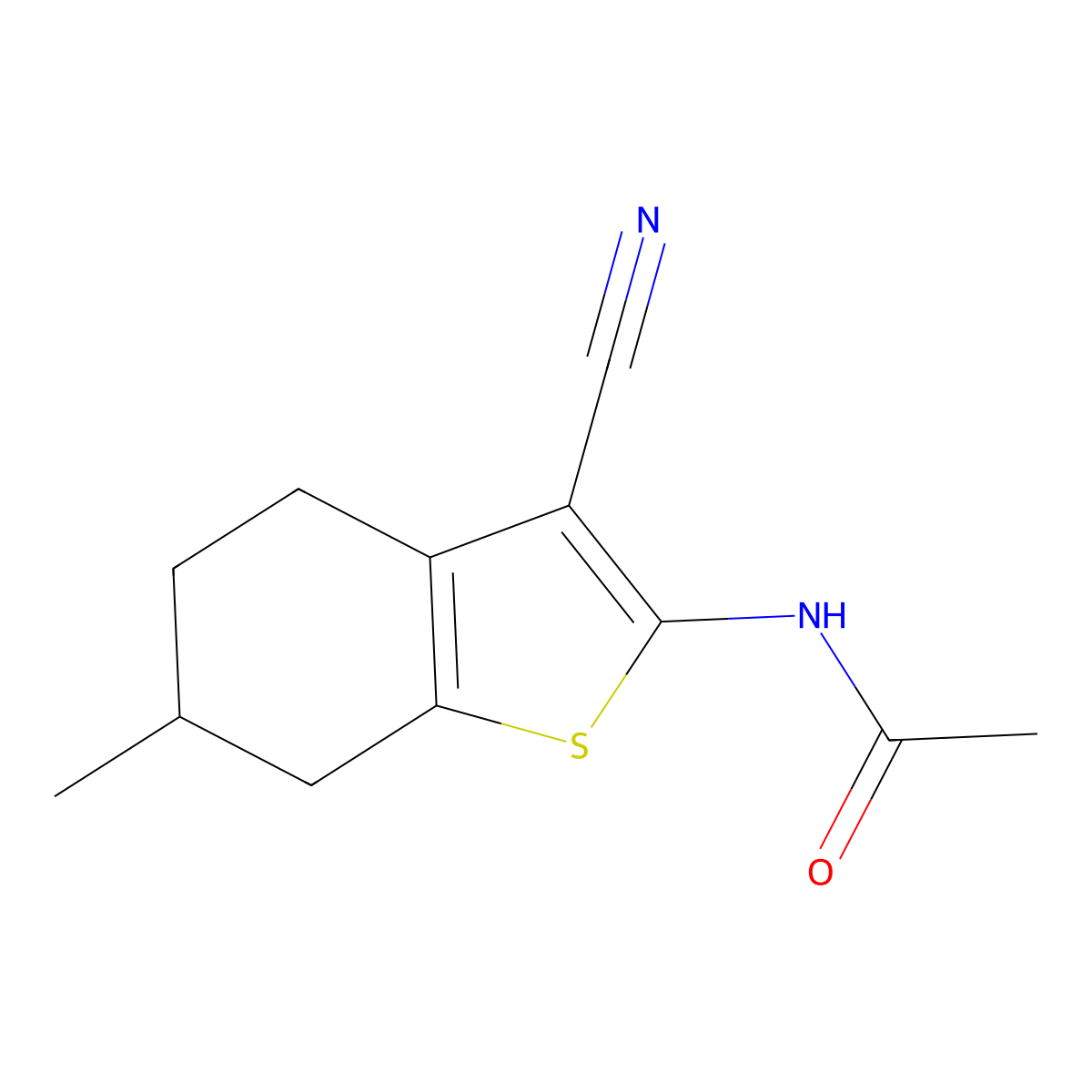 N-(3-cyano-6-methyl-4,5,6,7-tetrahydrobenzo[b]thiophen-2-yl)acetamide molecular structure, CAS 331869-84-2