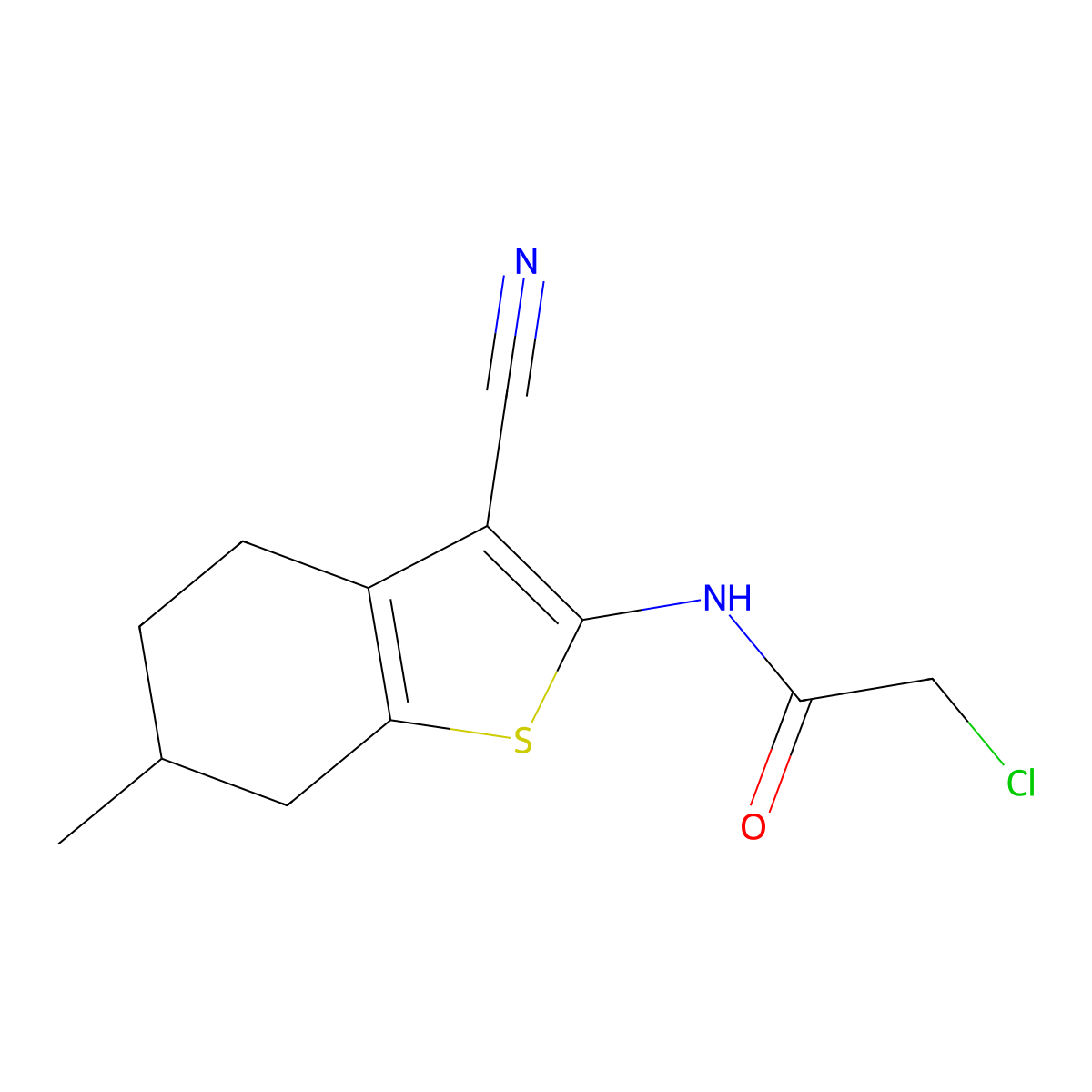 2-chloro-N-(3-cyano-6-methyl-4,5,6,7-tetrahydro-1-benzothien-2-yl)acetamide molecular structure, CAS 331869-85-3
