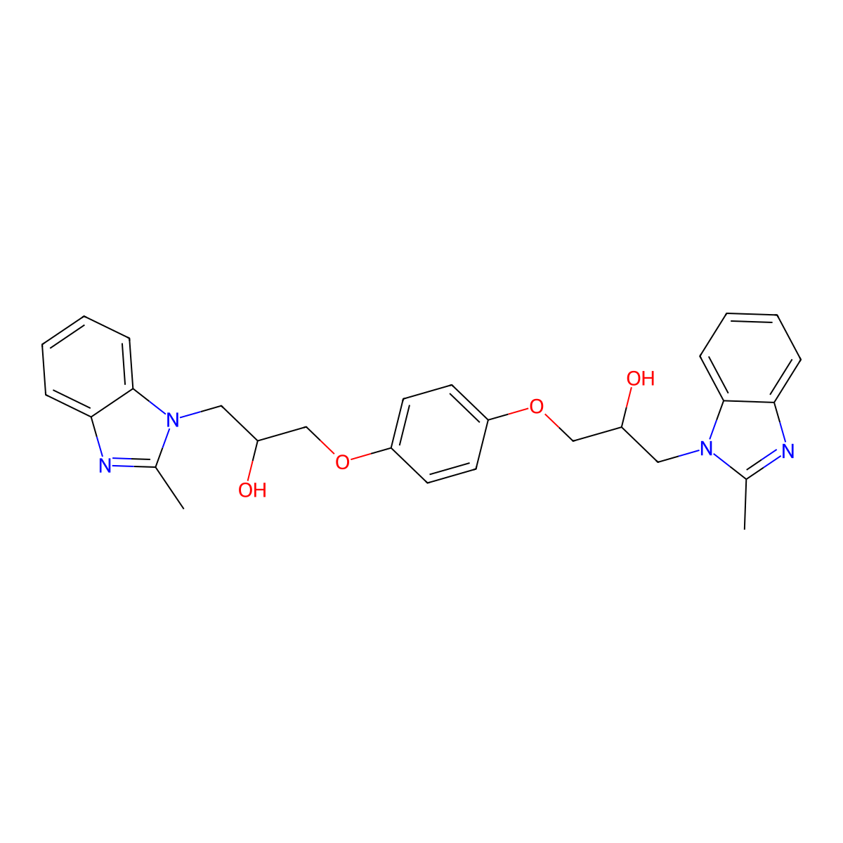 1-{4-[2-hydroxy-3-(2-methyl-1H-1,3-benzodiazol-1-yl)propoxy]phenoxy}-3-(2-methyl-1H-1,3-benzodiazol-1-yl)propan-2-ol molecular structure, CAS 331870-16-7