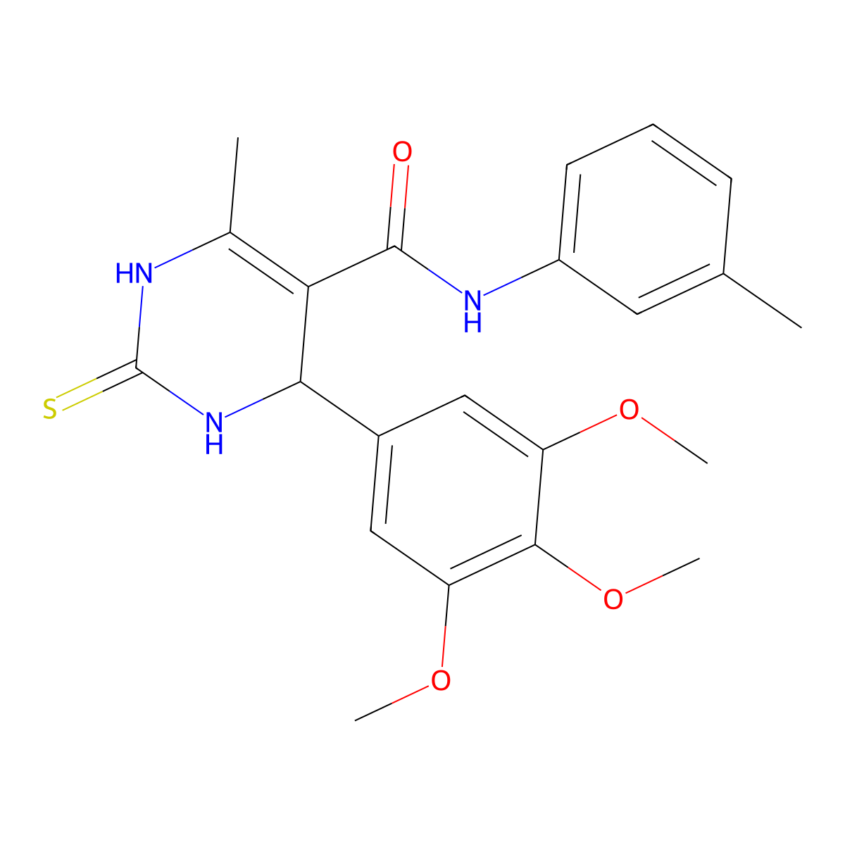 6-methyl-N-(3-methylphenyl)-2-sulfanylidene-4-(3,4,5-trimethoxyphenyl)-3,4-dihydro-1H-pyrimidine-5-carboxamide molecular structure, CAS 331870-22-5