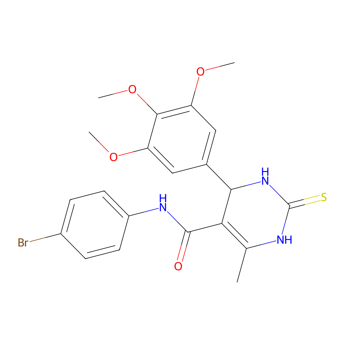 N-(4-bromophenyl)-6-methyl-2-thioxo-4-(3,4,5-trimethoxyphenyl)-1,2,3,4-tetrahydropyrimidine-5-carboxamide molecular structure, CAS 331870-24-7