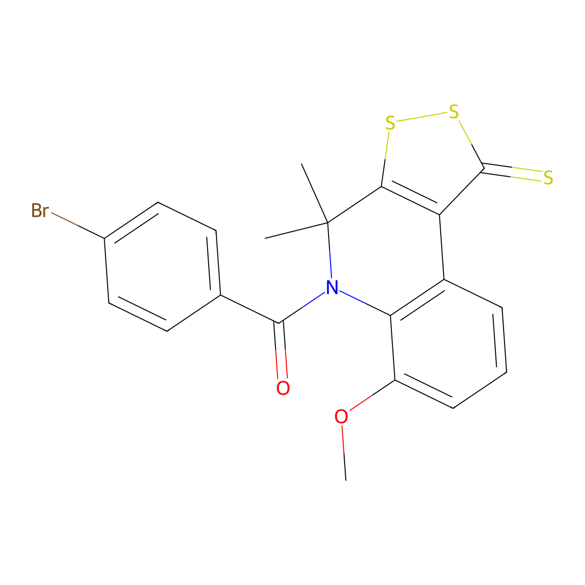 5-(4-bromobenzoyl)-6-methoxy-4,4-dimethyl-4,5-dihydro-1H-[1,2]dithiolo[3,4-c]quinoline-1-thione molecular structure, CAS 331870-28-1