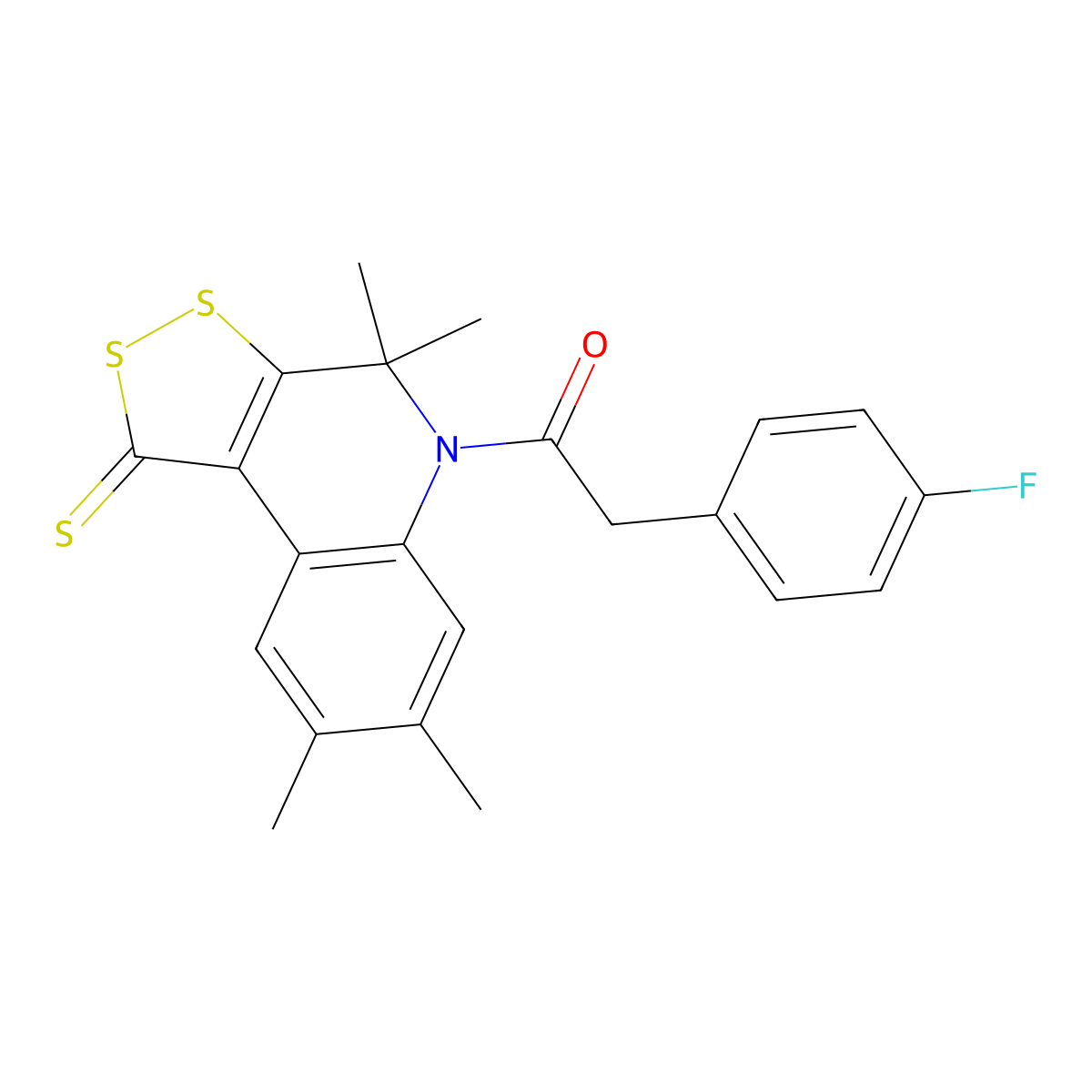 5-((4-fluorophenyl)acetyl)-4,4,7,8-tetramethyl-4,5-dihydro-1H-[1,2]dithiolo[3,4-c]quinoline-1-thione molecular structure, CAS 331870-31-6
