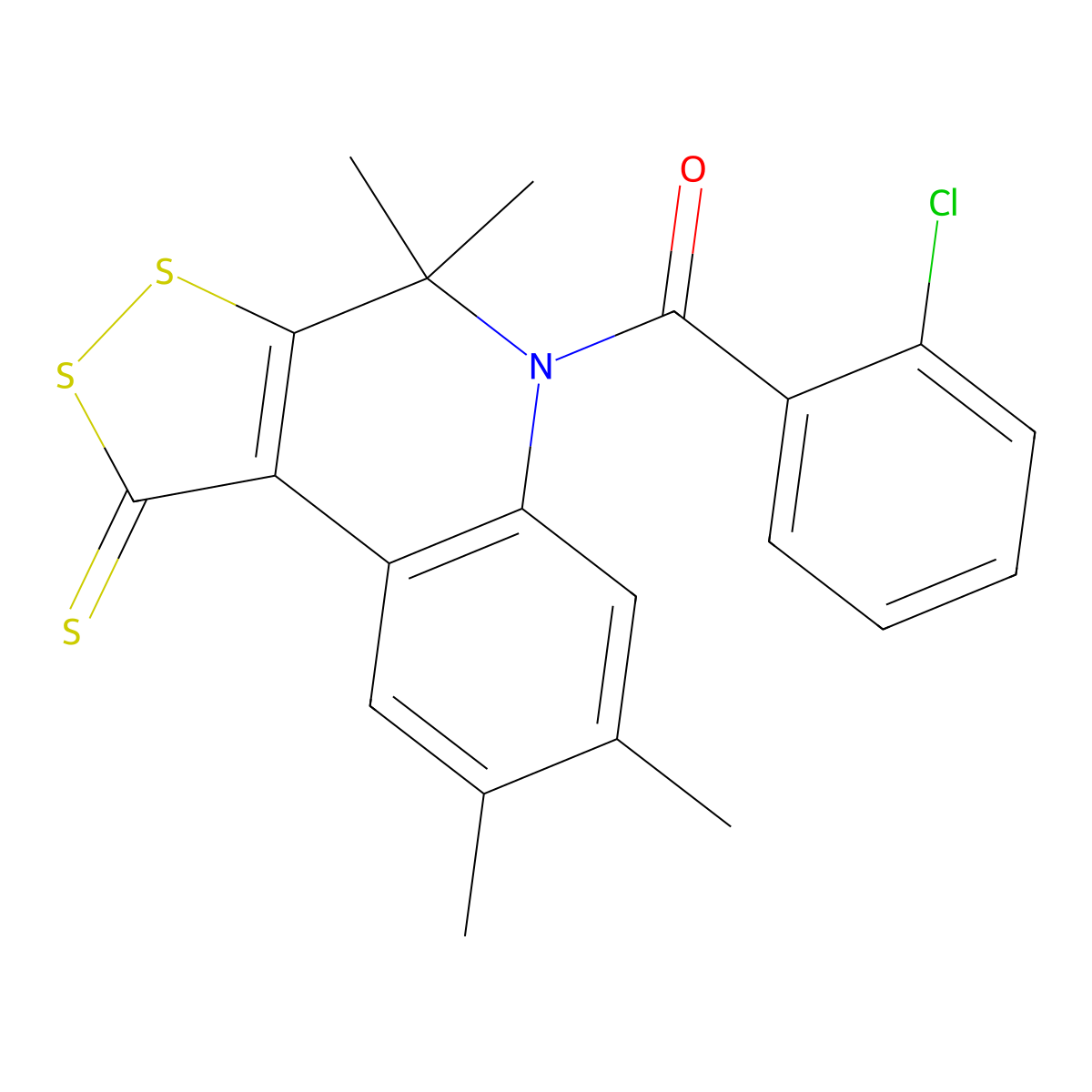 5-(2-chlorobenzoyl)-4,4,7,8-tetramethyl-4,5-dihydro-1H-[1,2]dithiolo[3,4-c]quinoline-1-thione molecular structure, CAS 331870-38-3