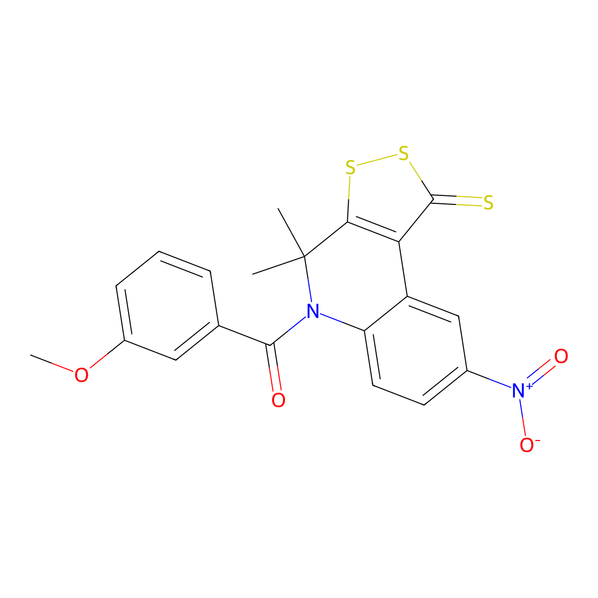 (4,4-Dimethyl-8-nitro-1-sulfanylidenedithiolo[3,4-c]quinolin-5-yl)-(3-methoxyphenyl)methanone molecular structure, CAS 331870-50-9