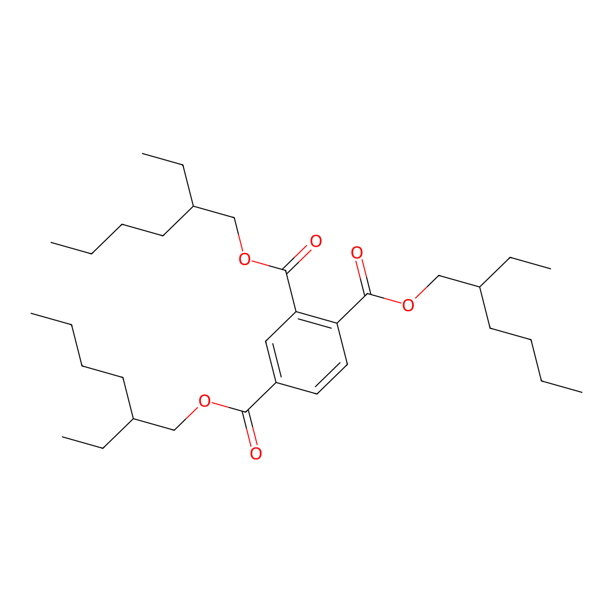 Trioctyl trimellitate molecular structure, CAS 3319-31-1