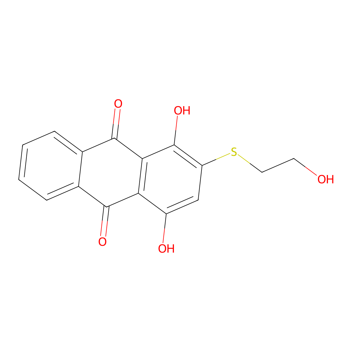 1,4-Dihydroxy-2-((2-hydroxyethyl)thio)anthraquinone molecular structure, CAS 3319-54-8