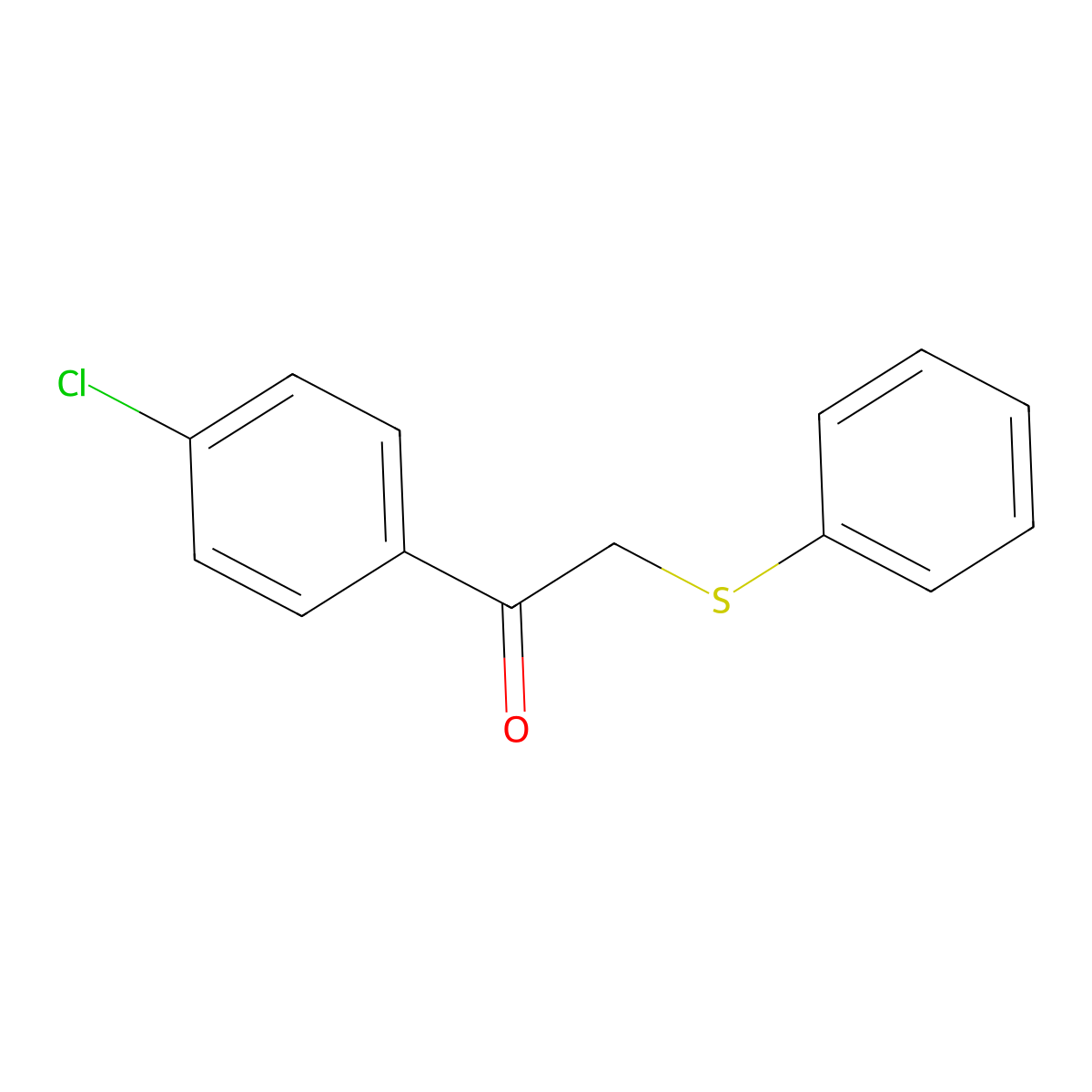 1-(4-Chlorophenyl)-2-(phenylthio)ethanone molecular structure, CAS 33192-00-6