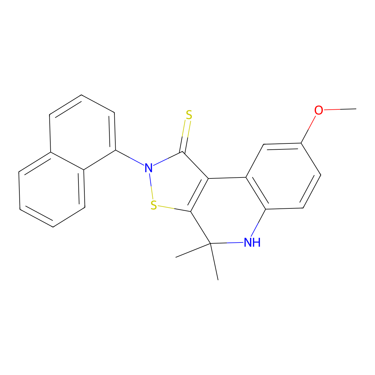 8-methoxy-4,4-dimethyl-2-naphthalen-1-yl-5H-[1,2]thiazolo[5,4-c]quinoline-1-thione molecular structure, CAS 331944-41-3