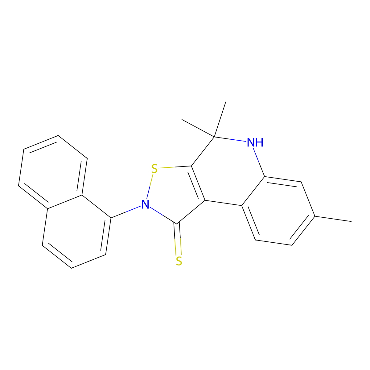4,4,7-trimethyl-2-naphthalen-1-yl-5H-[1,2]thiazolo[5,4-c]quinoline-1-thione molecular structure, CAS 331944-42-4