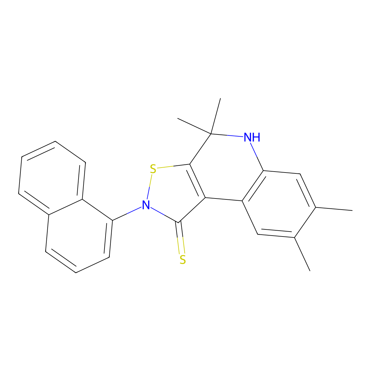 4,4,7,8-tetramethyl-2-naphthalen-1-yl-5H-[1,2]thiazolo[5,4-c]quinoline-1-thione molecular structure, CAS 331944-43-5